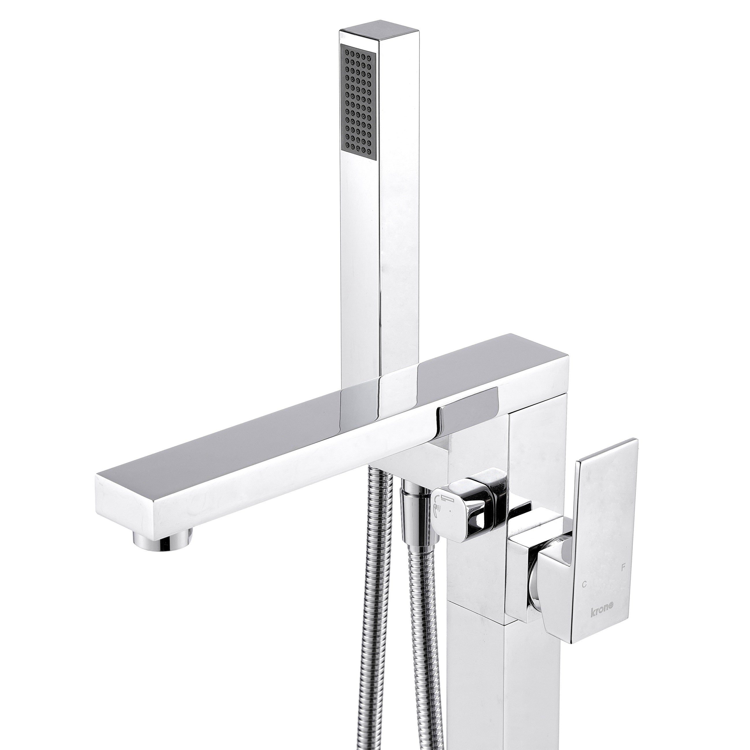 Mitigeur bain-douche sur pied chrome - design cubique