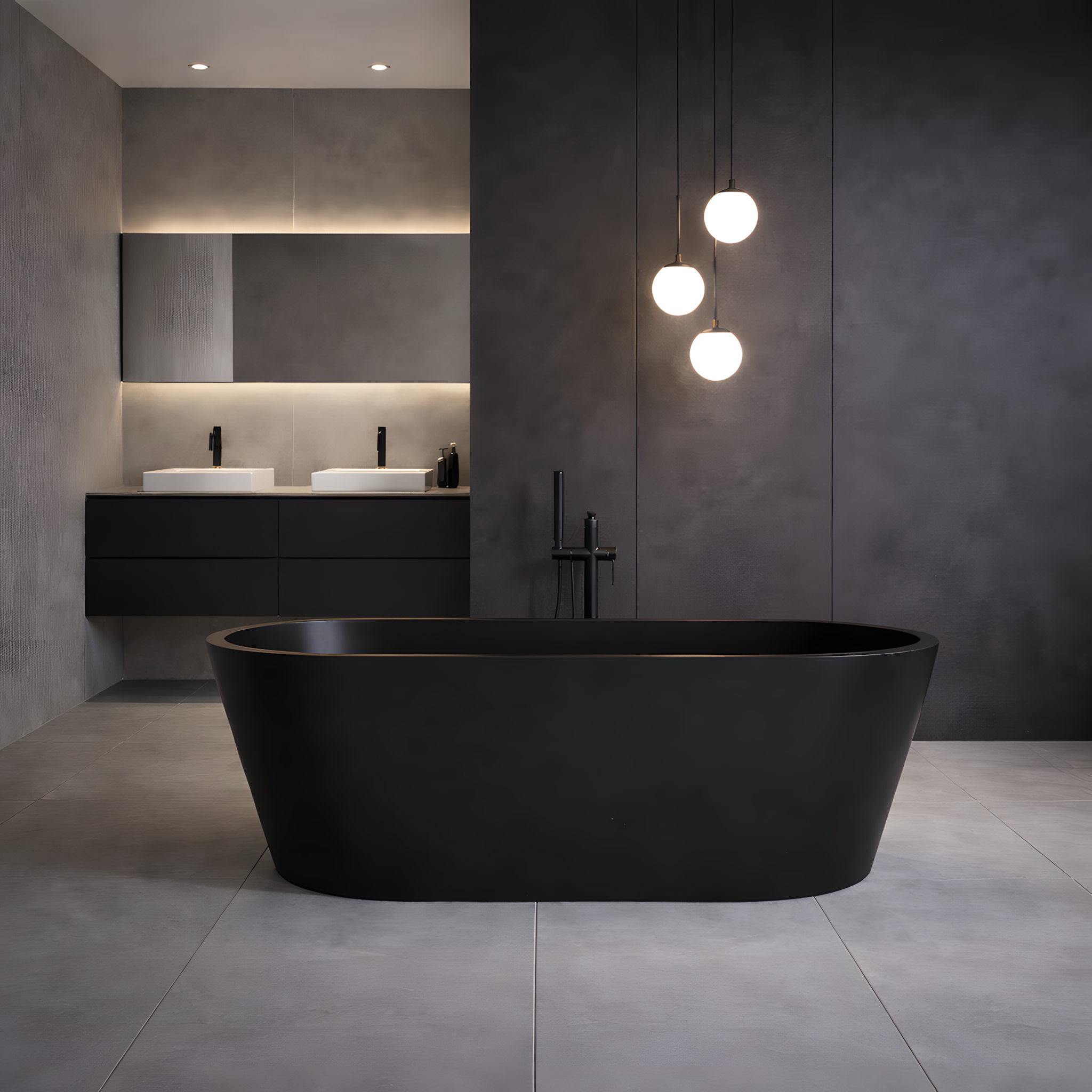 Baignoire îlot ovale 170x78 cm noir mat – Acrylique Lucite