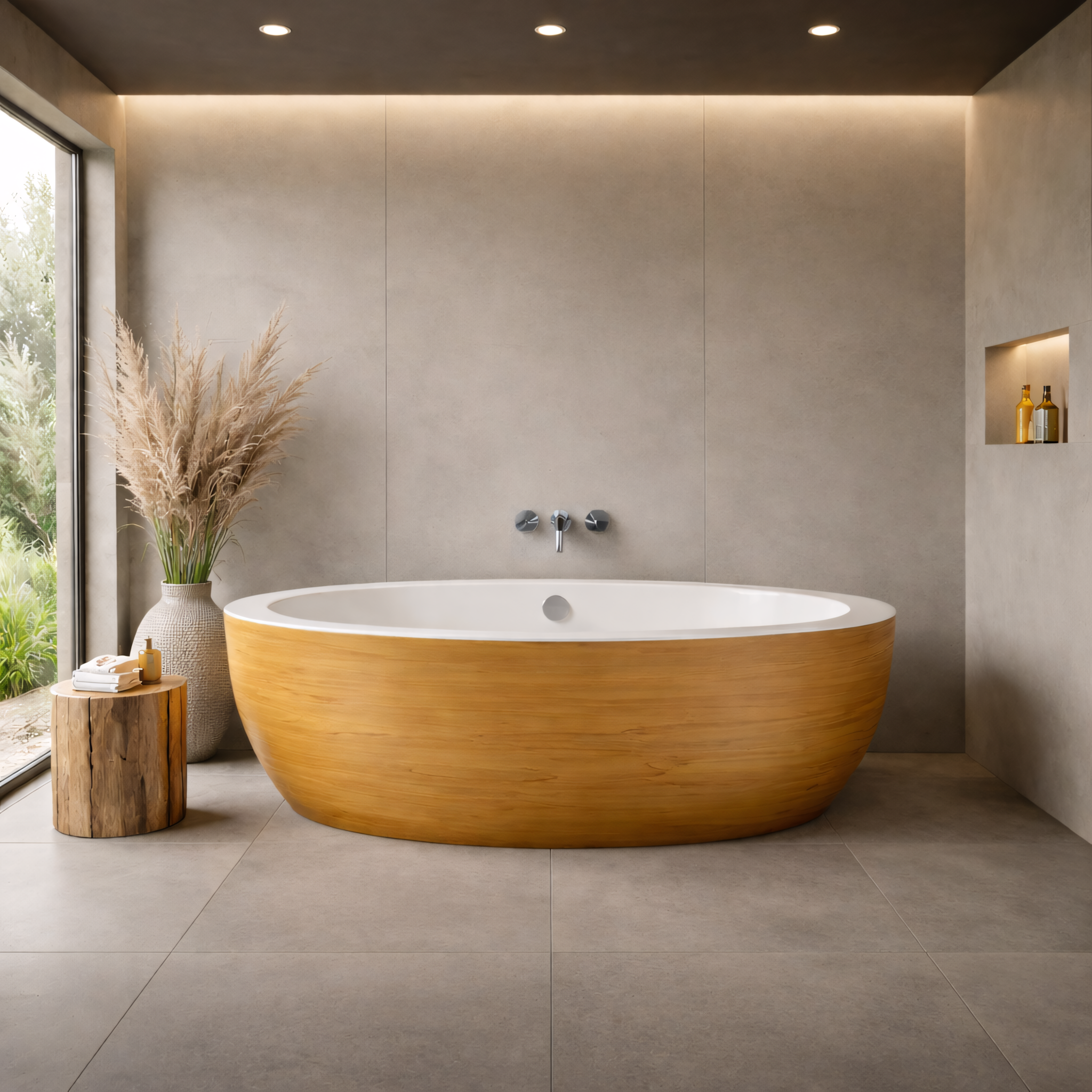 Baignoire îlot 185x91 cm effet bois chêne – Acrylique Lucite