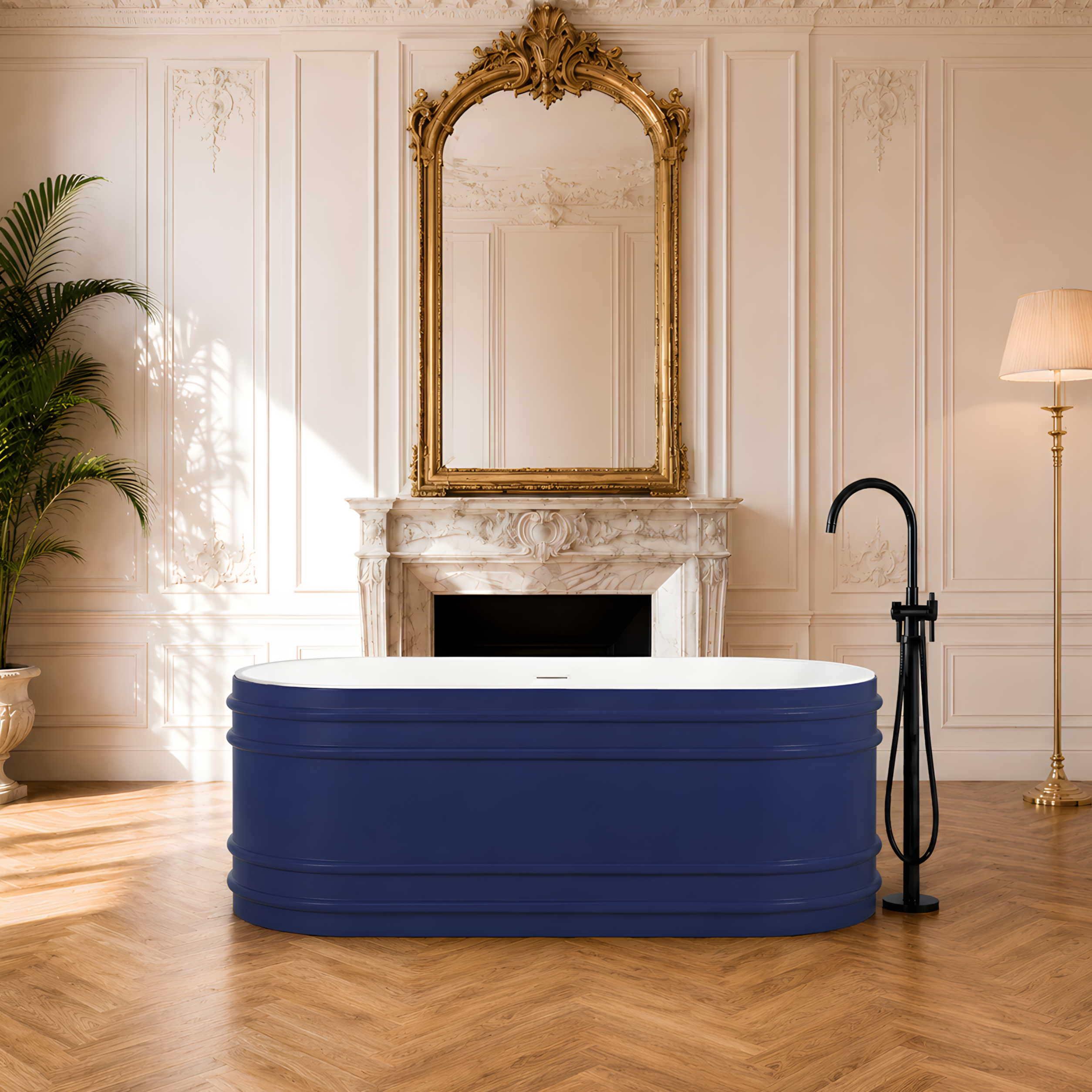 Baignoire îlot ovale 180x80 cm bleu mat – Acrylique Lucite