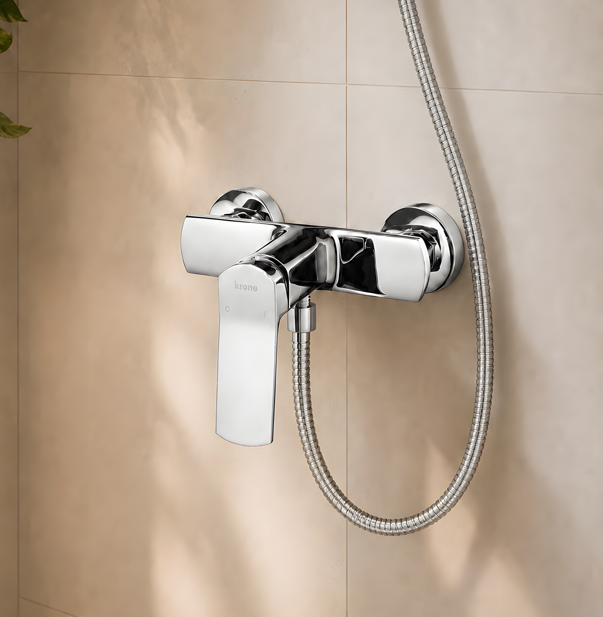 Mitigeur douche chromé - manette incurvée