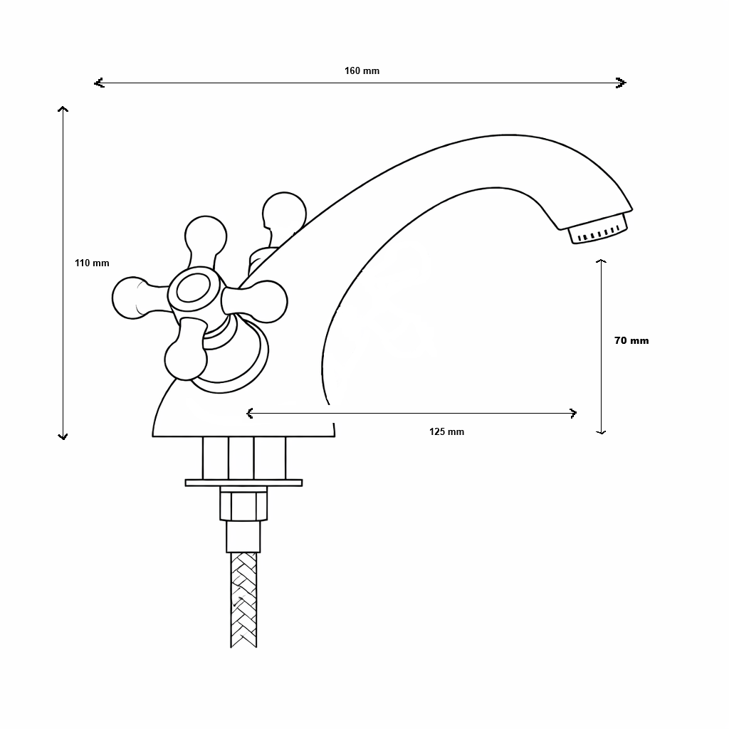 Mélangeur lavabo chrome rétro - poignées croisillon
