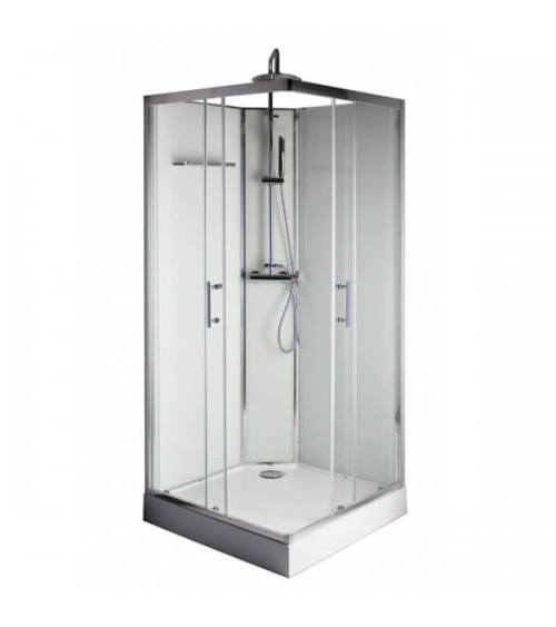 Cabine de douche rectangulaire, 110x80cm, noire, verre transparent 5mm, LYS