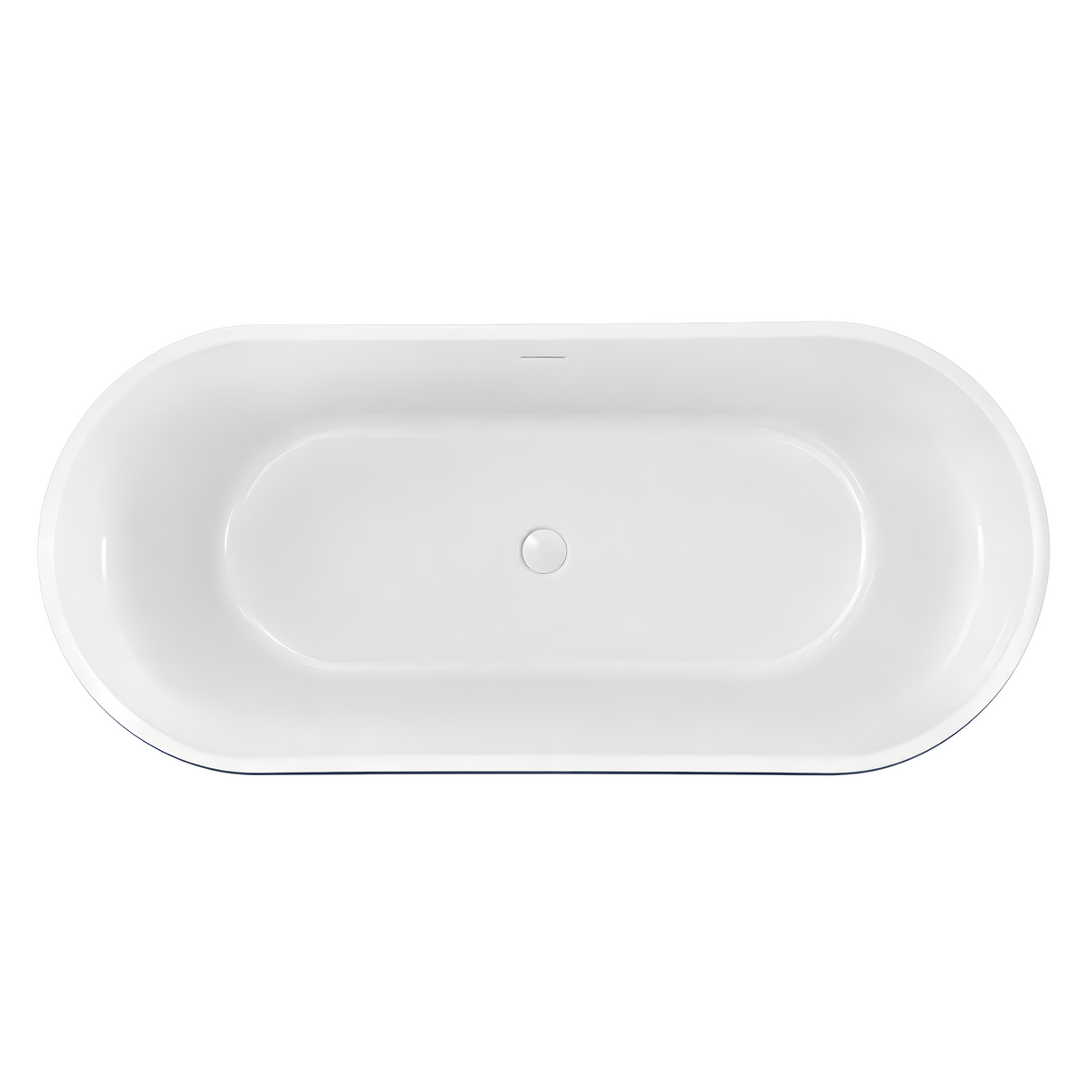 Vue de dessus de la baignoire îlot ovale 180 x 80 cm avec intérieur blanc brillant
