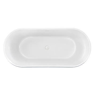 Vue de dessus de la baignoire îlot ovale 180 x 80 cm avec intérieur blanc brillant