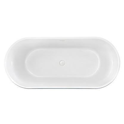 Vue de dessus de la baignoire îlot ovale 180 x 80 cm avec intérieur blanc brillant
