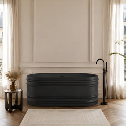 Baignoire îlot ovale 180x80 cm noir mat – Acrylique Lucite