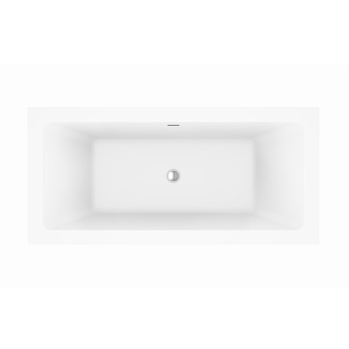 Vue de dessus de la baignoire îlot rectangulaire 170 x 80 cm en acrylique blanc brillant