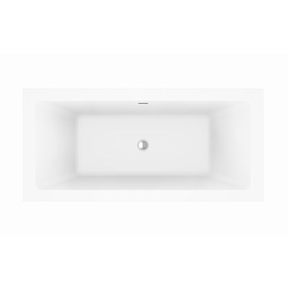 Vue de dessus de la baignoire îlot rectangulaire 170 x 80 cm en acrylique blanc brillant