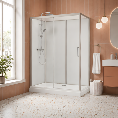 Cabine de douche rectangulaire 80x170 cm – Aluminium poli