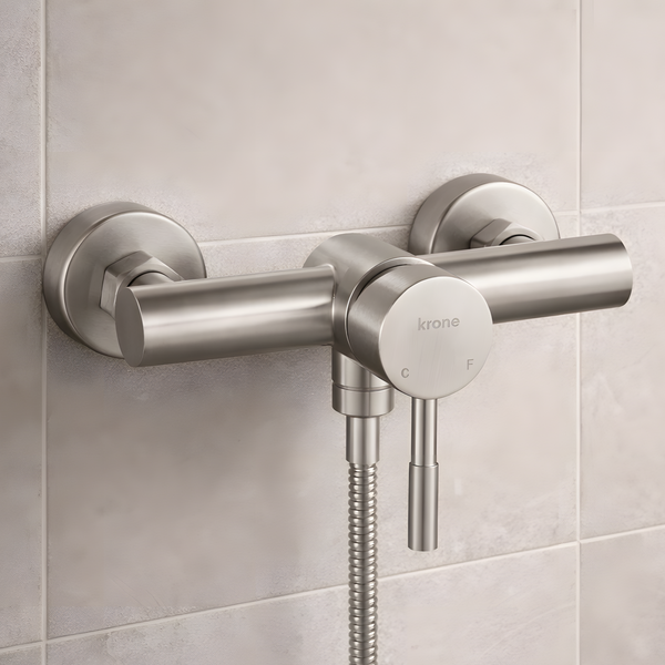 Mitigeur douche mécanique inox brossé - manette cylindrique