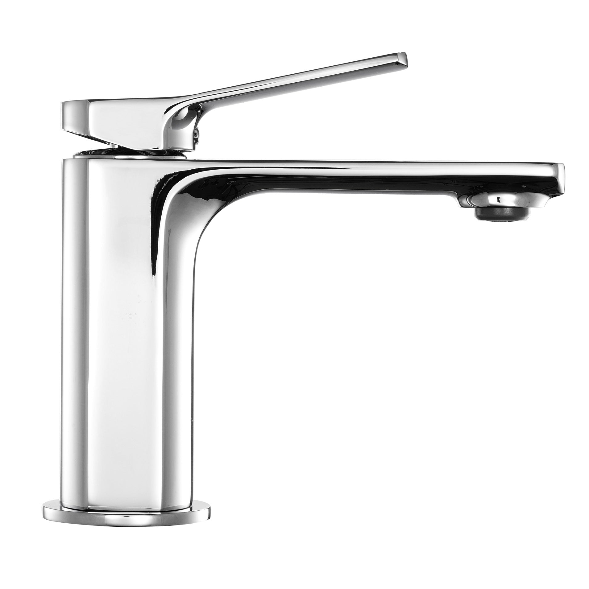 Mitigeur lavabo chromé - bec droit et manette incurvée