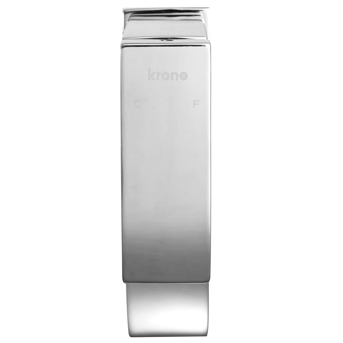 Vue de dessus du mitigeur lavabo chrome avec manette plate
