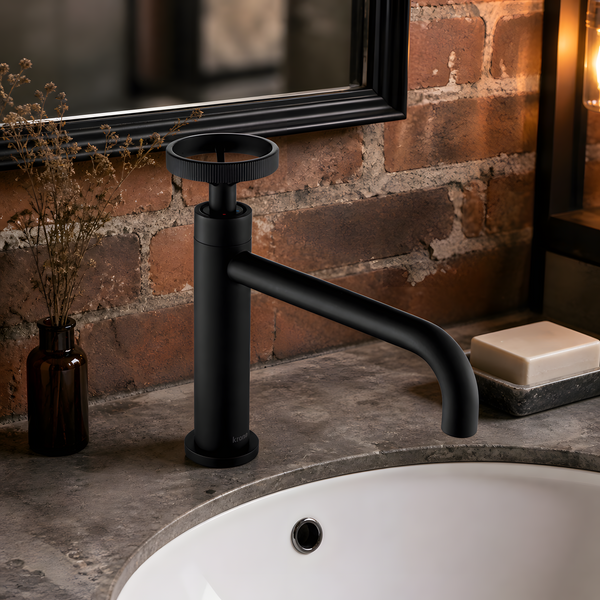 Mitigeur lavabo industriel - Noir mat - Poignée vanne