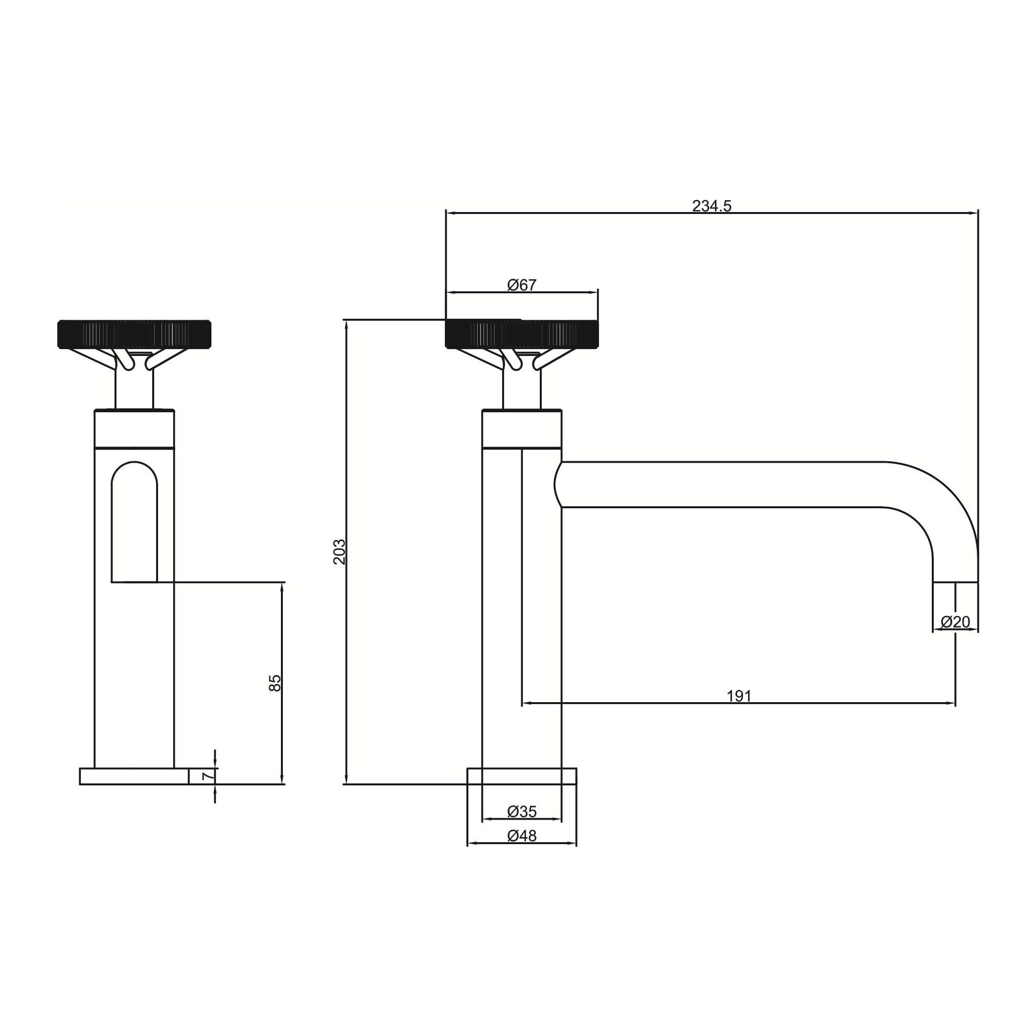 Mitigeur lavabo industriel - Noir mat - Poignée vanne