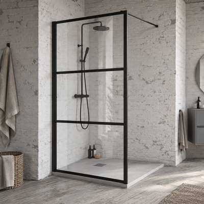 Paroi de douche à l’italienne 3 panneaux 100x200 cm – Noir mat