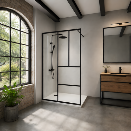 Paroi de douche verrière industrielle 120x200 cm – Noir mat