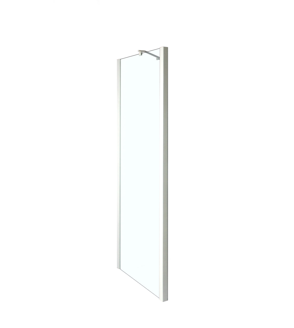 Paroi latérale pour porte pivotante verre transparent et profilés finition blanche