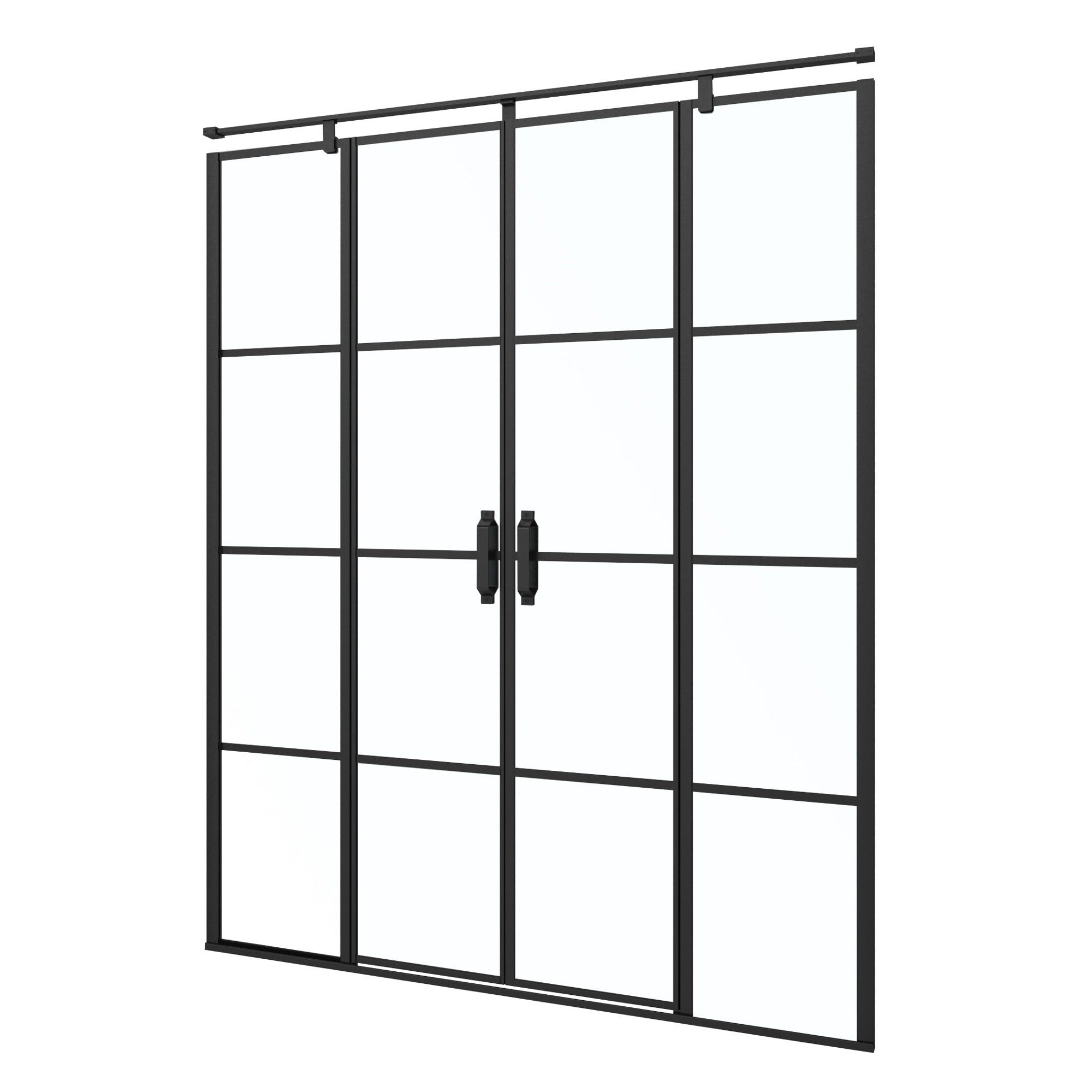 Paroi de douche verrière industrielle 160x200 cm – 2 portes pivotantes – Noir mat
