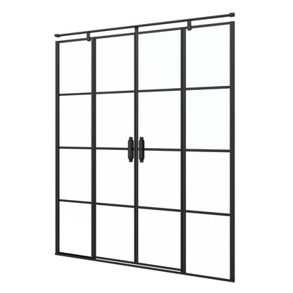 Paroi de douche verrière industrielle 160x200 cm – 2 portes pivotantes – Noir mat