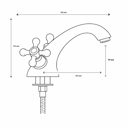 Mélangeur lavabo chrome rétro - poignées croisillon